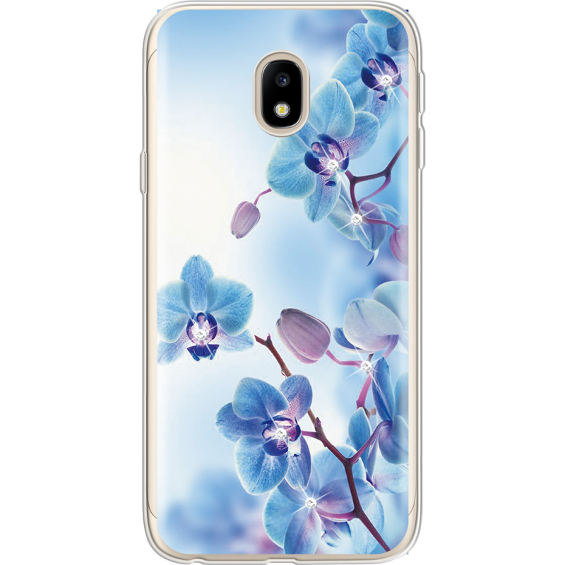 Чехол со стразами Samsung J330 Galaxy J3 2017 Orchids
