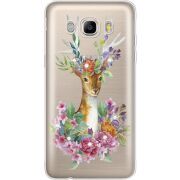 Чехол со стразами Samsung J510 Galaxy J5 2016 Deer with flowers
