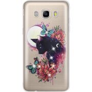 Чехол со стразами Samsung J510 Galaxy J5 2016 Cat in Flowers