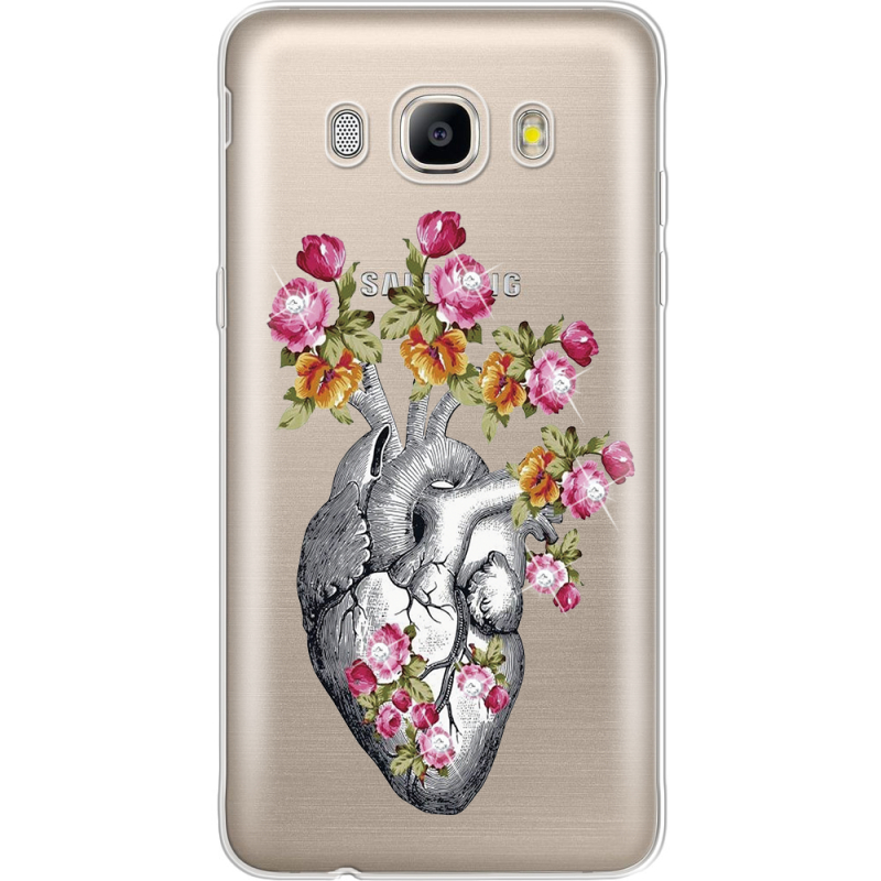 Чехол со стразами Samsung J510 Galaxy J5 2016 Heart