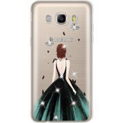 Чехол со стразами Samsung J510 Galaxy J5 2016 Girl in the green dress