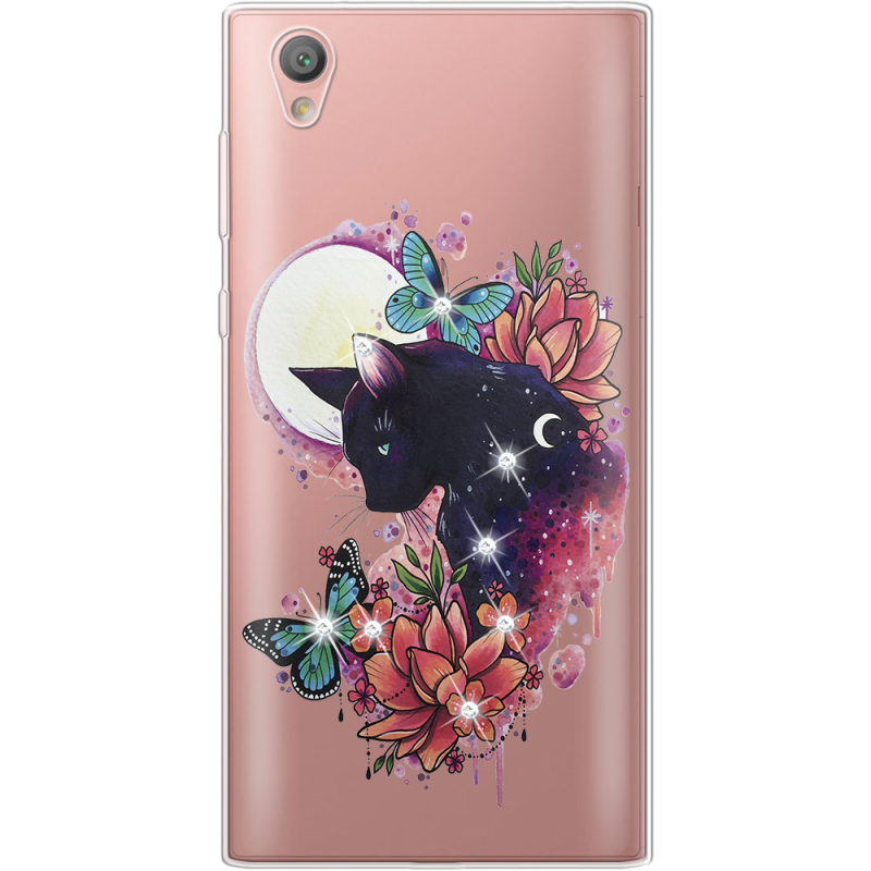 Чехол со стразами Sony Xperia L1 G3312  Cat in Flowers