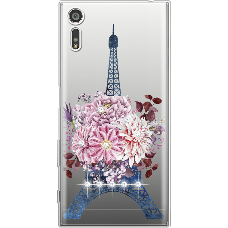 Чехол со стразами Sony Xperia XZ F8332 Eiffel Tower