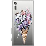 Чехол со стразами Sony Xperia XZ F8332 Ice Cream Flowers