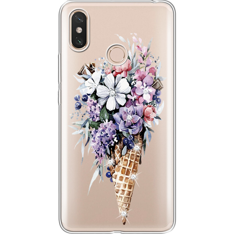 Чехол со стразами Xiaomi Mi Max 3 Ice Cream Flowers