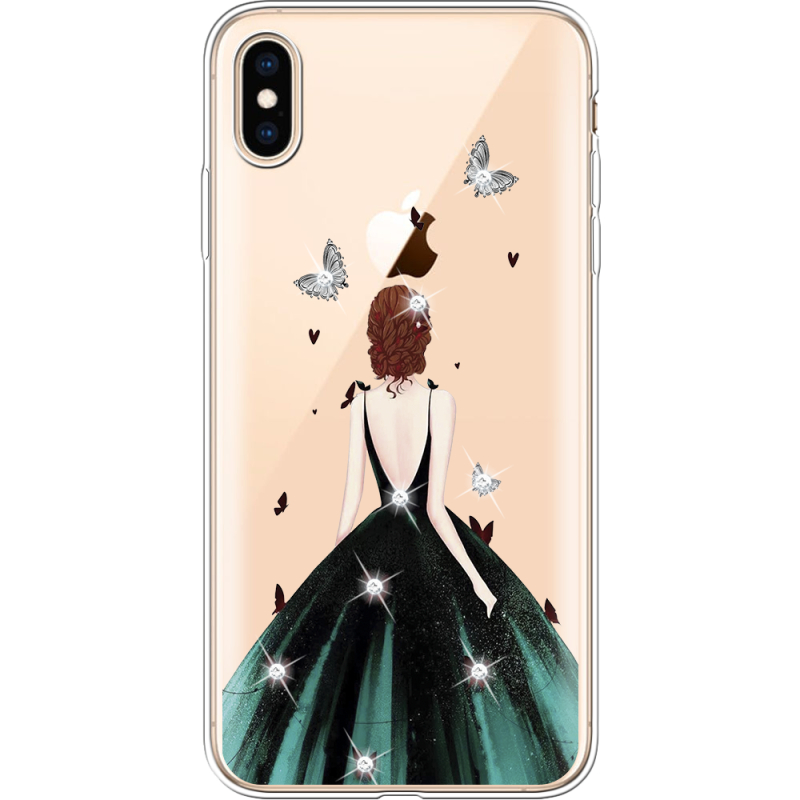 Чехол со стразами Apple iPhone XS Max Girl in the green dress