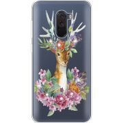 Чехол со стразами Xiaomi Pocophone F1 Deer with flowers
