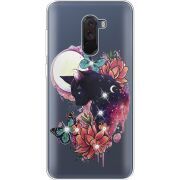 Чехол со стразами Xiaomi Pocophone F1 Cat in Flowers