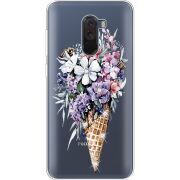 Чехол со стразами Xiaomi Pocophone F1 Ice Cream Flowers