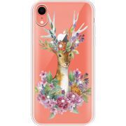 Чехол со стразами Apple iPhone XR Deer with flowers