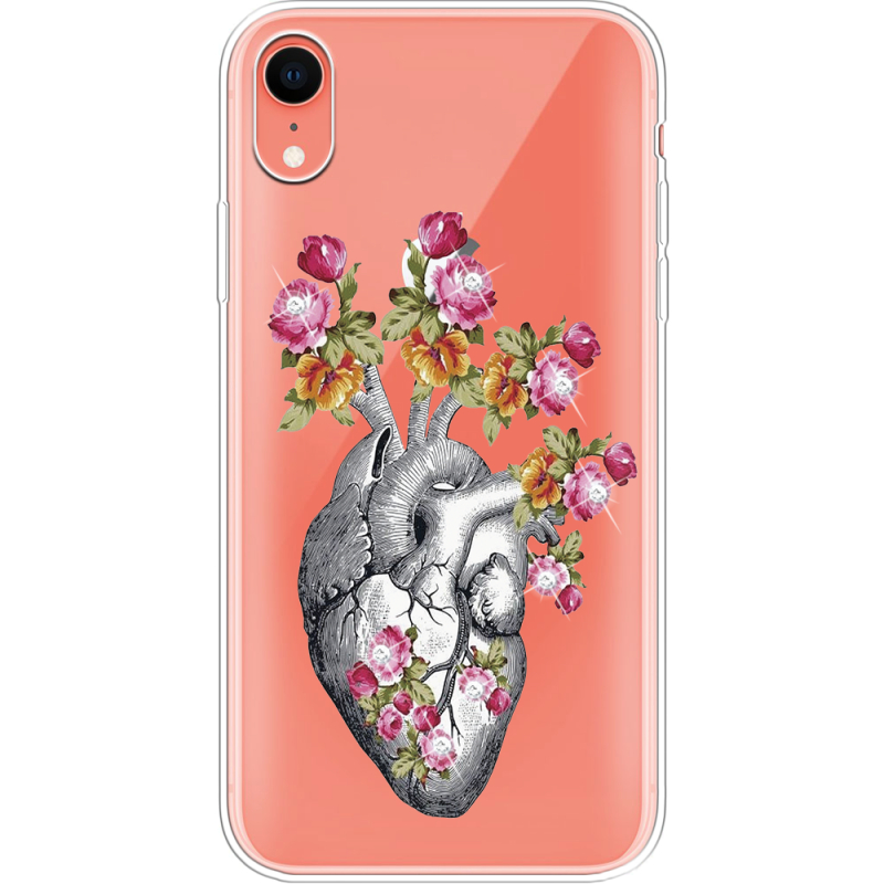 Чехол со стразами Apple iPhone XR Heart