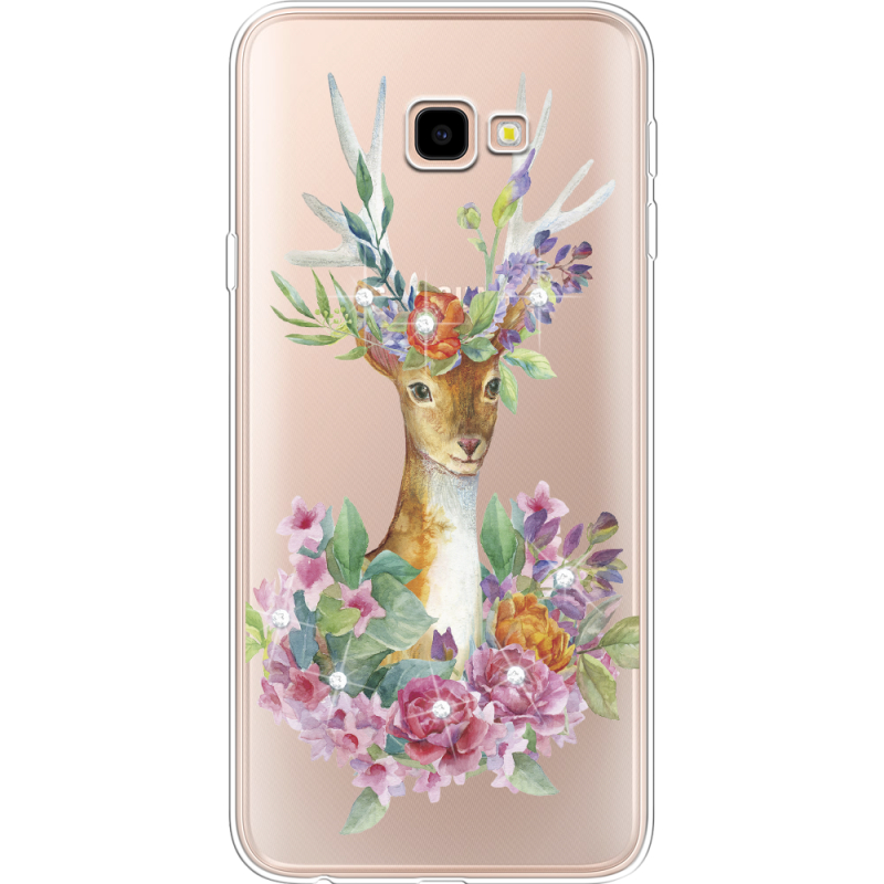Чехол со стразами Samsung J415 Galaxy J4 Plus 2018 Deer with flowers