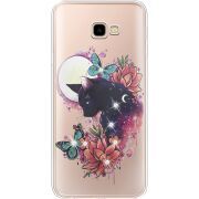 Чехол со стразами Samsung J415 Galaxy J4 Plus 2018 Cat in Flowers