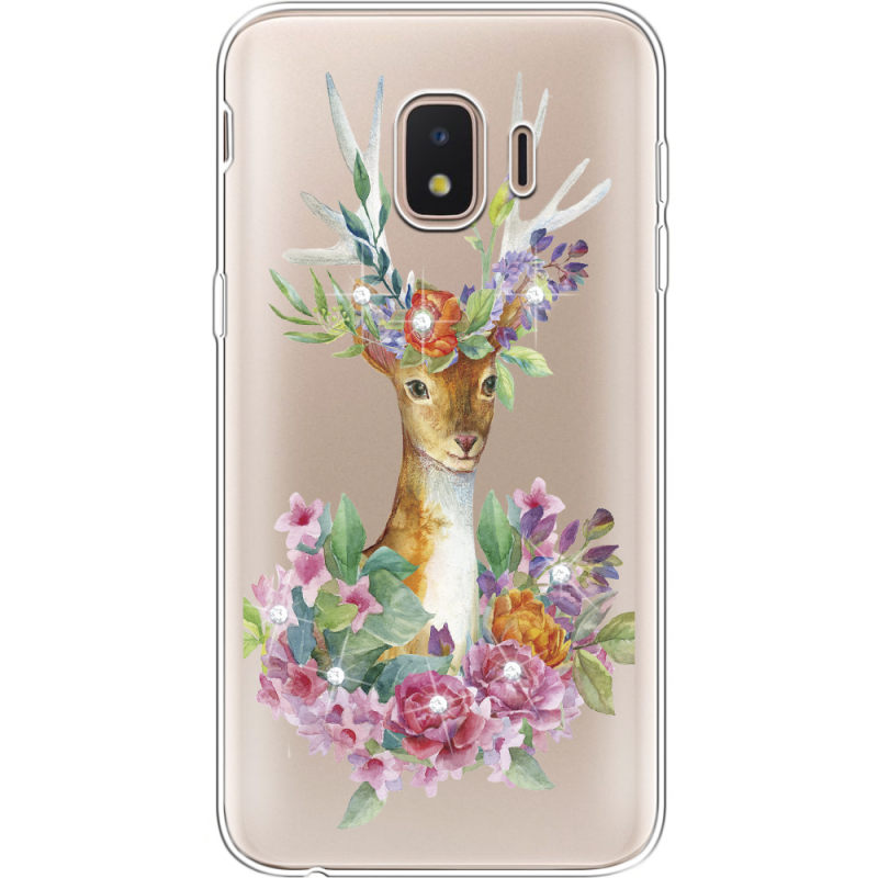 Чехол со стразами Samsung J260 Galaxy J2 Core Deer with flowers