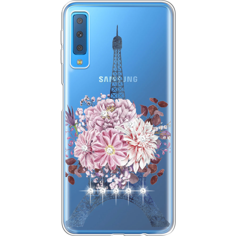 Чехол со стразами Samsung A750 Galaxy A7 2018 Eiffel Tower