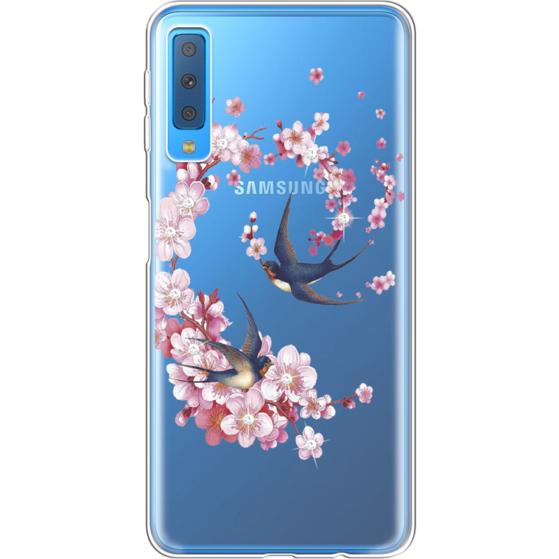 Чехол со стразами Samsung A750 Galaxy A7 2018 Swallows and Bloom