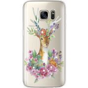 Чехол со стразами Samsung G930 Galaxy S7 Deer with flowers