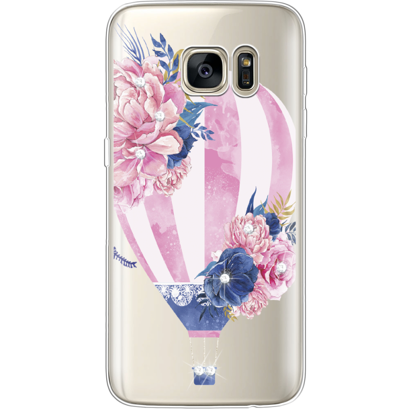 Чехол со стразами Samsung G930 Galaxy S7 Pink Air Baloon