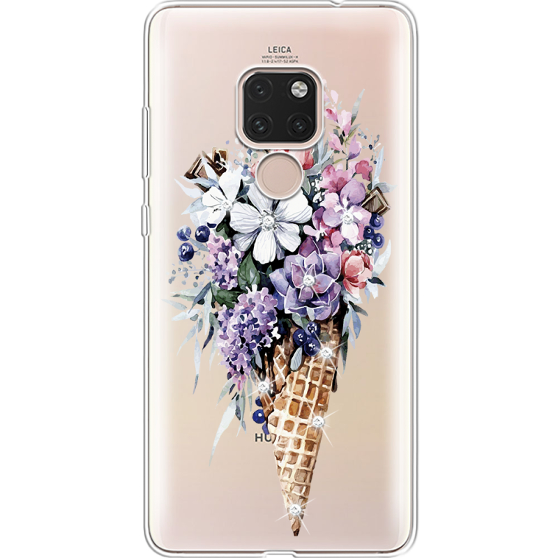 Чехол со стразами Huawei Mate 20 Ice Cream Flowers