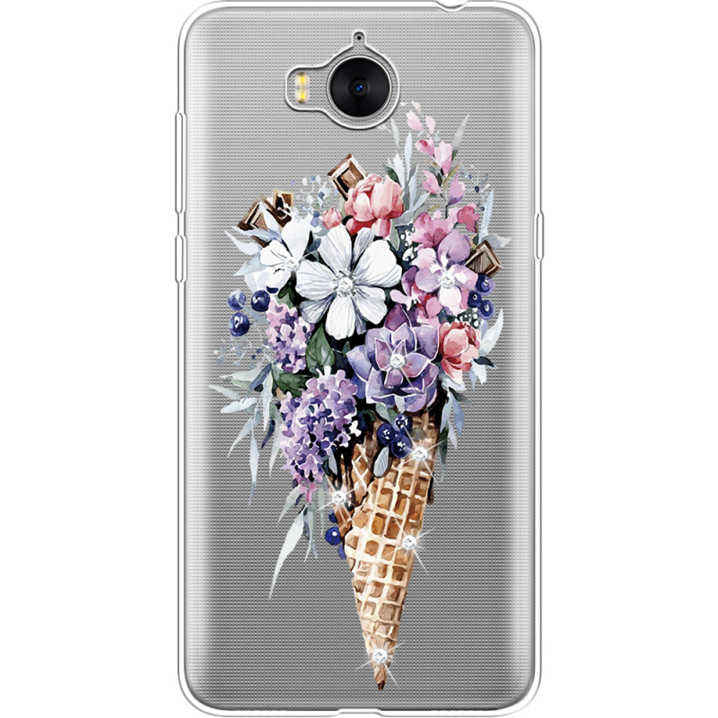 Чехол со стразами Huawei Y5 2017 Ice Cream Flowers