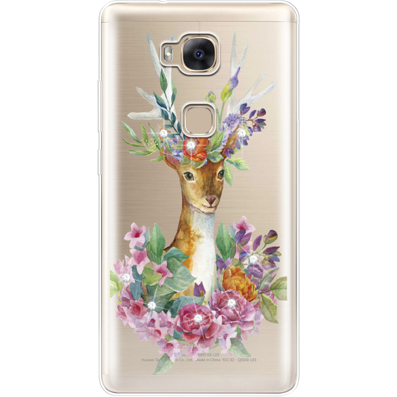 Чехол со стразами Huawei GR5 Deer with flowers