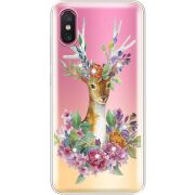 Чехол со стразами Xiaomi Mi 8 Pro Deer with flowers