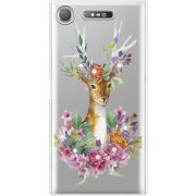 Чехол со стразами Sony Xperia XZ1 G8342 Deer with flowers