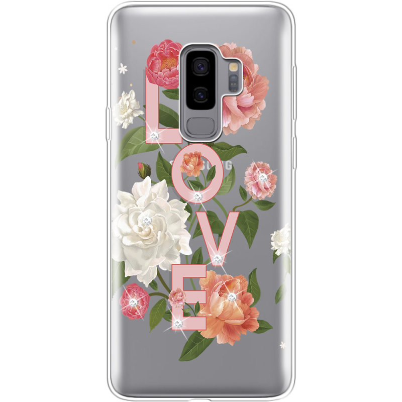 Чехол со стразами Samsung G965 Galaxy S9 Plus Love