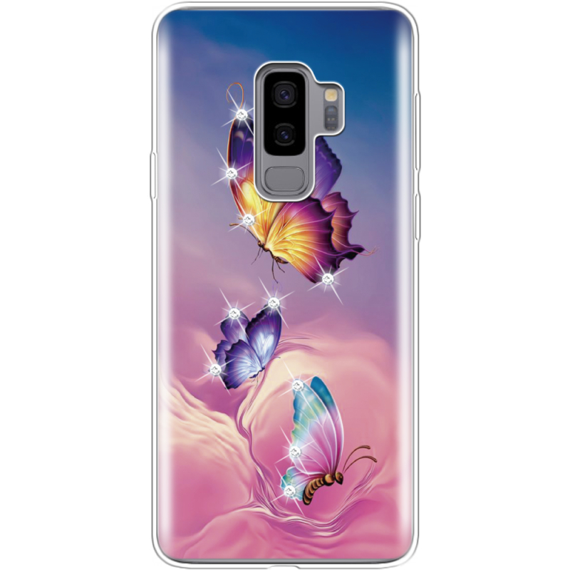 Чехол со стразами Samsung G965 Galaxy S9 Plus Butterflies