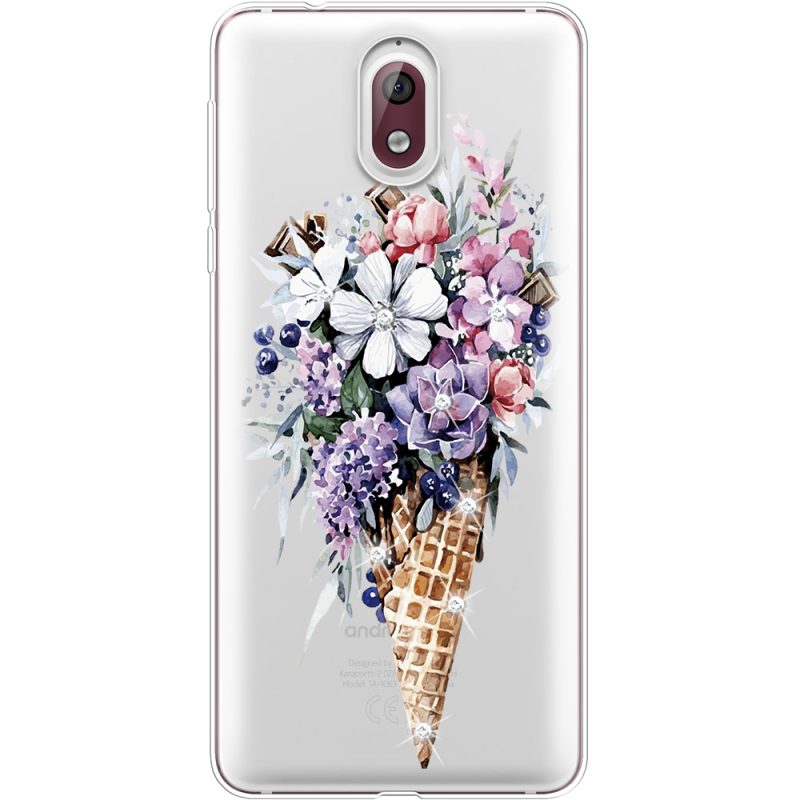 Чехол со стразами Nokia 3.1 Ice Cream Flowers