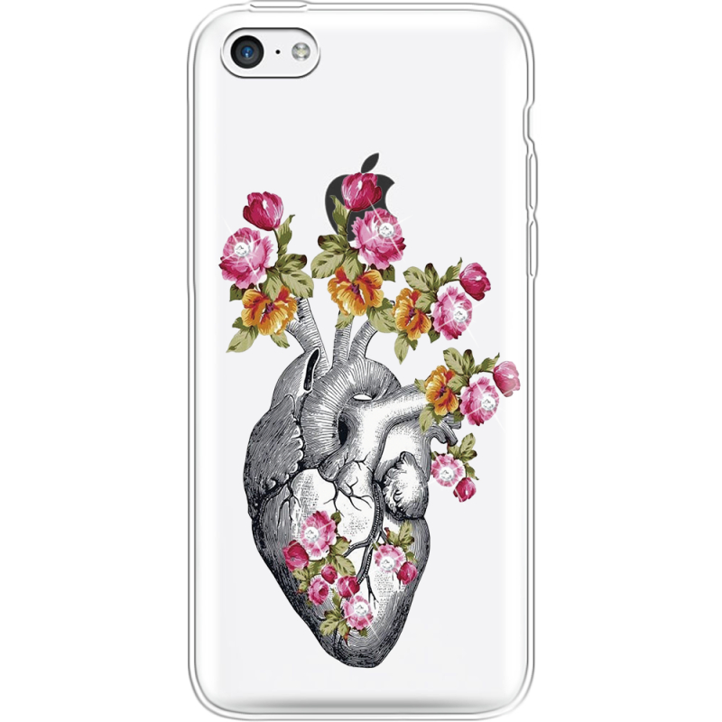 Чехол со стразами Apple iPhone 5С Heart