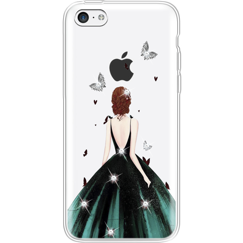 Чехол со стразами Apple iPhone 5С Girl in the green dress