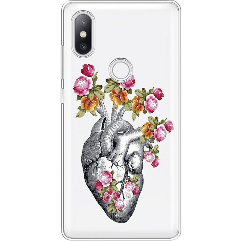 Чехол со стразами Xiaomi Mi Mix 2s Heart