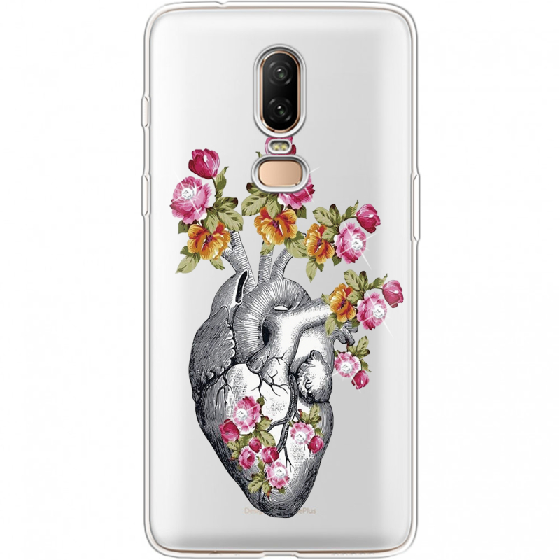 Чехол со стразами OnePlus 6 Heart