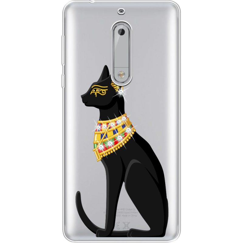 Чехол со стразами Nokia 5 Egipet Cat