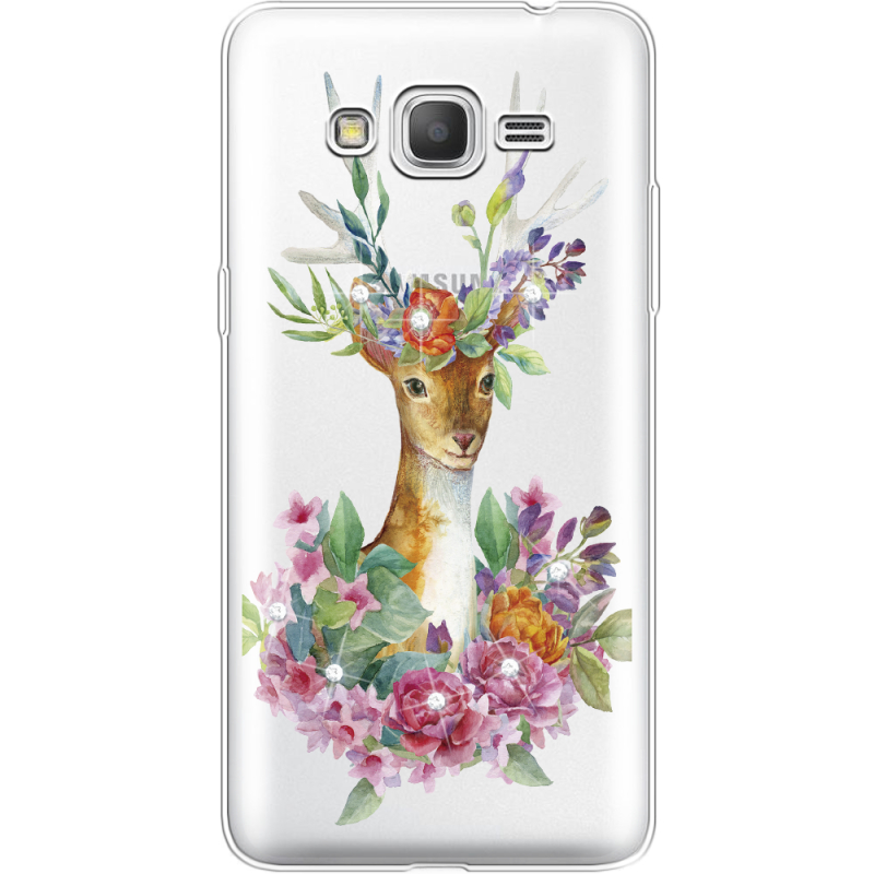 Чехол со стразами Samsung G530 /G531 Galaxy Grand Prime Deer with flowers