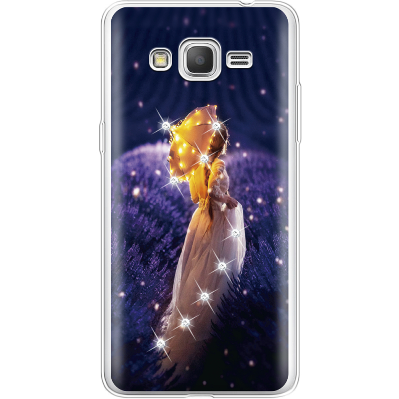 Чехол со стразами Samsung G530 /G531 Galaxy Grand Prime Girl with Umbrella