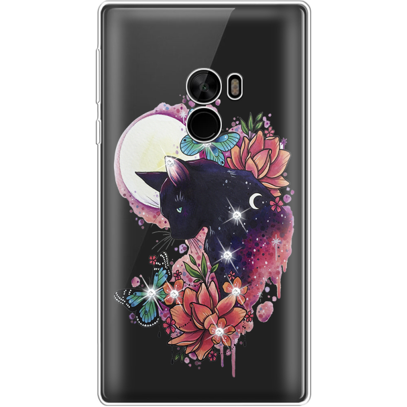 Чехол со стразами Xiaomi Mi Mix Cat in Flowers