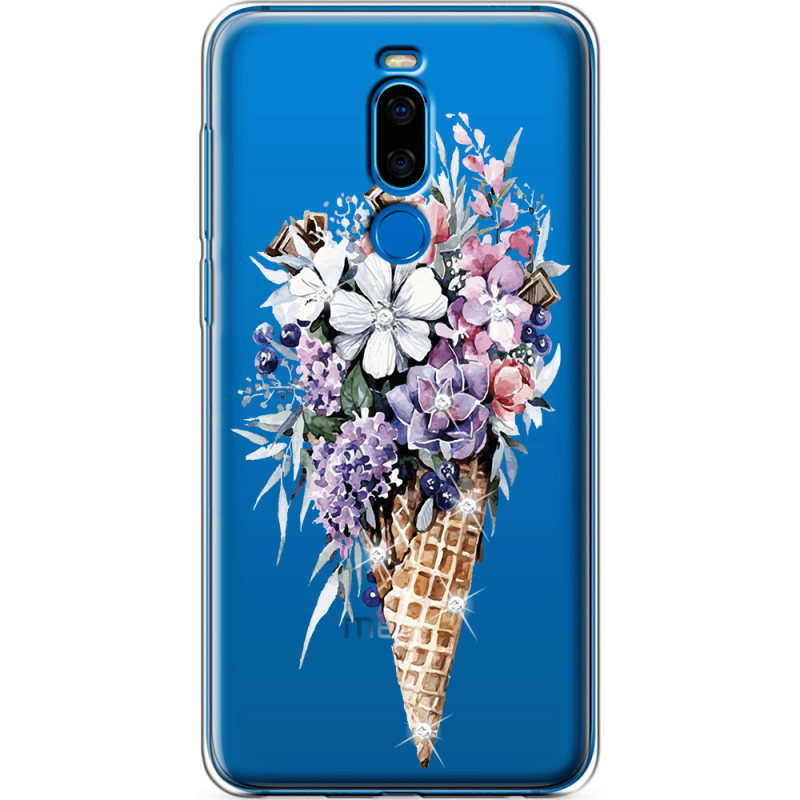 Чехол со стразами Meizu X8 Ice Cream Flowers