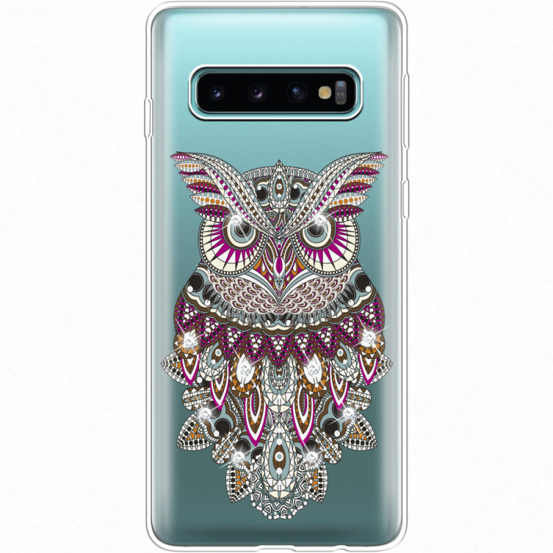 Чехол со стразами Samsung G973 Galaxy S10 Owl