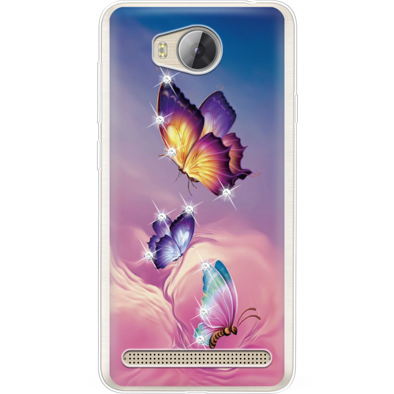 Чехол со стразами Huawei Y3 2 Butterflies
