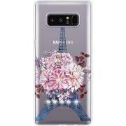 Чехол со стразами Samsung N950F Galaxy Note 8 Eiffel Tower