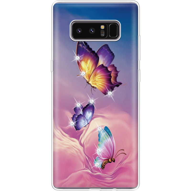 Чехол со стразами Samsung N950F Galaxy Note 8 Butterflies