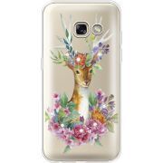Чехол со стразами Samsung A320 Galaxy A3 2017 Deer with flowers