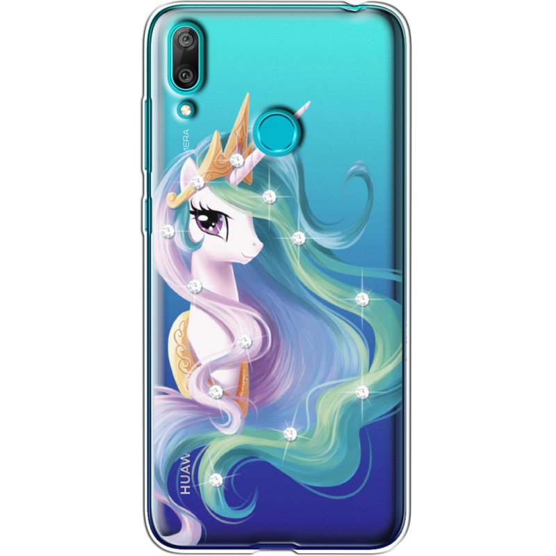 Чехол со стразами Huawei Y7 2019 Unicorn Queen