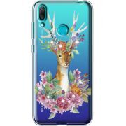 Чехол со стразами Huawei Y7 2019 Deer with flowers