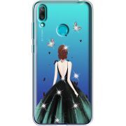 Чехол со стразами Huawei Y7 2019 Girl in the green dress