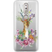 Чехол со стразами Nokia 7.1 Deer with flowers