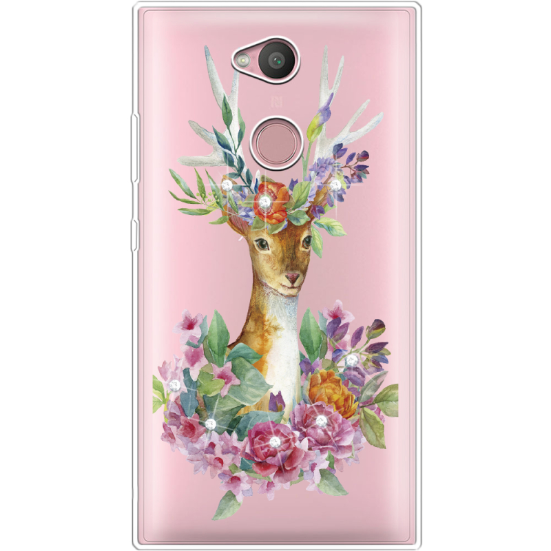 Чехол со стразами Sony Xperia L2 H4311  Deer with flowers