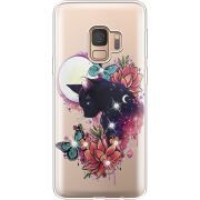 Чехол со стразами Samsung G960 Galaxy S9 Cat in Flowers